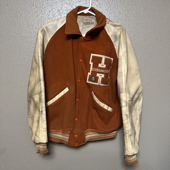 Vintage Oshman's Varsity Jacket Size 40 Mens Scarborough High School Basketball - Picture 1 of 9